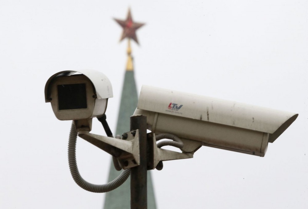 A CCTV camera installed near the Kremlin in Moscow.