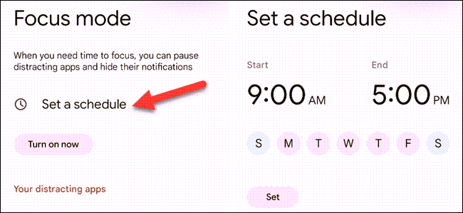 Set a schedule for Focus Mode.