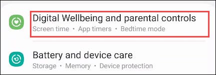 Select "Digital Wellbeing and Parental Controls."