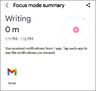 Focus Mode summary.