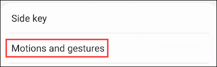 Go to "Motions and Gestures."