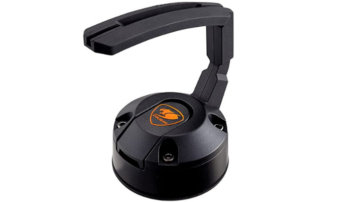 round black mouse bungee with an orange logo and crooked rod