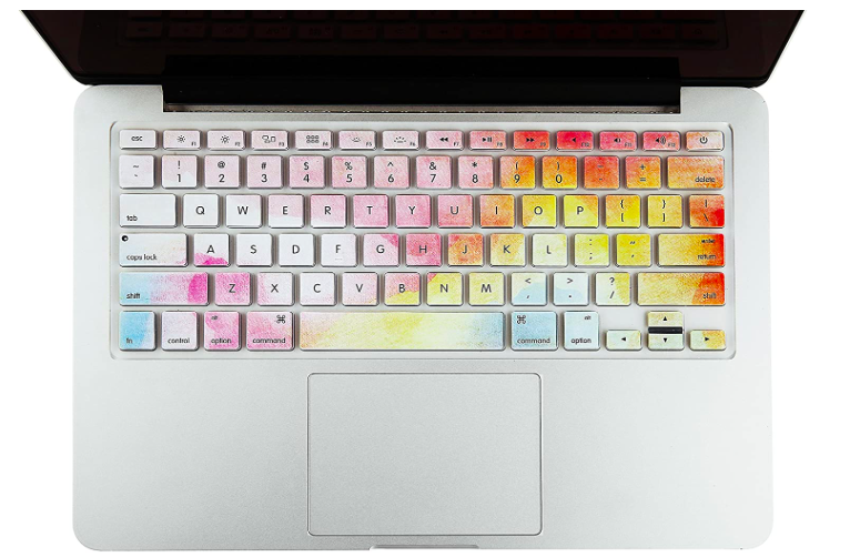 keyboard cover on a laptop with multicolored keys