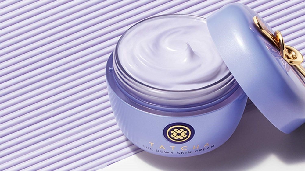 Tatcha skin cream in an open container.