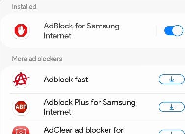 Samsung Internet extensions.