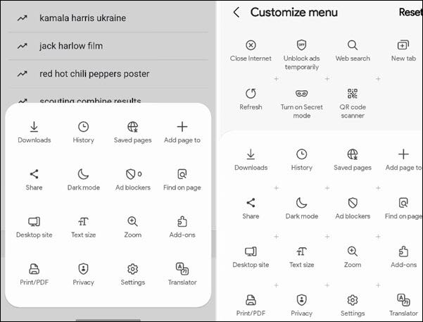 Shortcut menu.