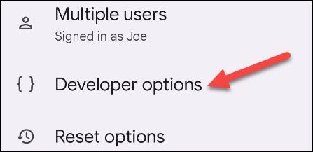 Go to "Developer Options."