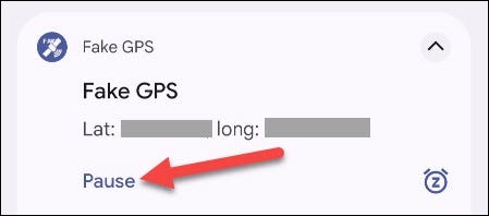 Tap "Pause" to end spoofing.