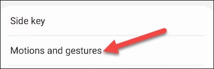 Go to "Motions and Gestures."
