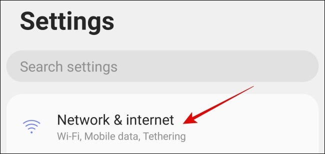 Settings app on Android