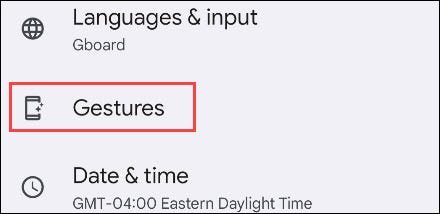 Select "Gestures."