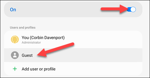 Toggle it on and tap "Guest."