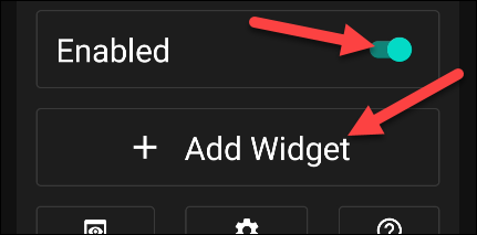 Enable widgets and tap "Add Widget."