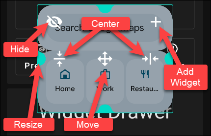 Widget editing options.