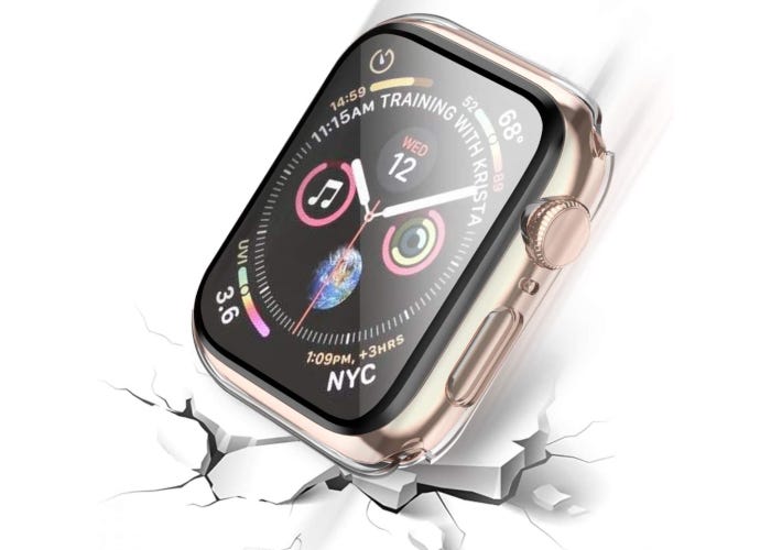 Clear Apple watch case and tempered glass screen protector