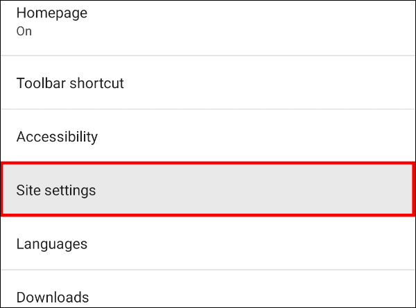 Open Chrome's Settings and select "Site settings"