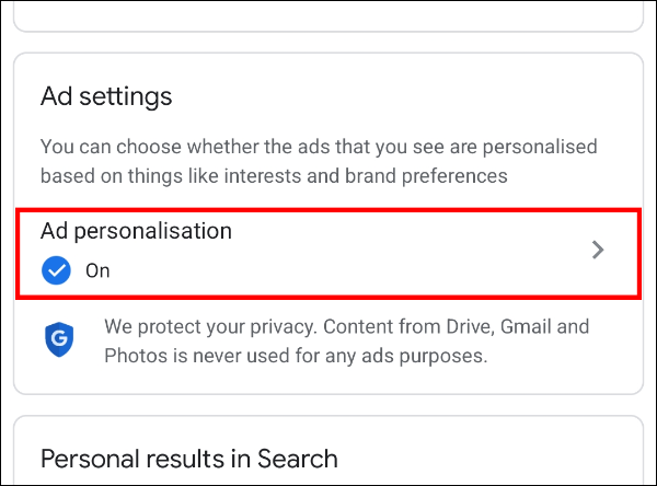 Select "Ad settings" under the "Data and privacy" tab