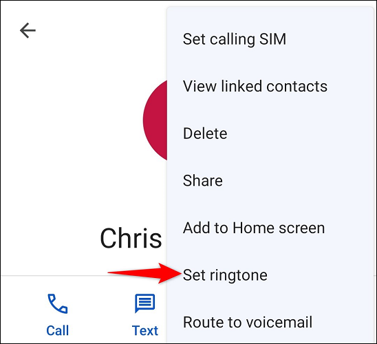 Choose "Set Ringtone" in the menu.