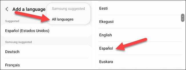 Go to "All Languages" and select one.