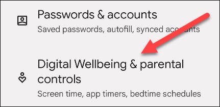 Select "Digital Wellbeing & Parental Controls."