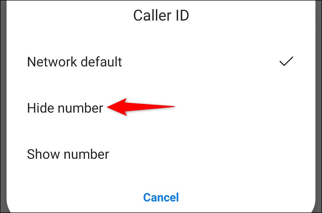 Select "Hide Number."