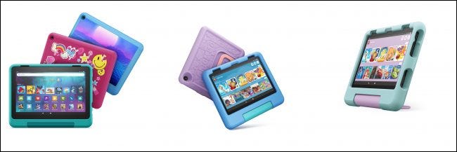 Amazon Fire HD 8 tablets for kids.