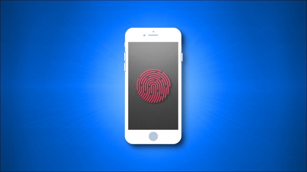 An iPhone silhouette with a Touch ID logo on its screen.