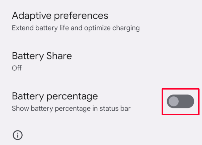 Toggle on the "Battery Percentage" option.