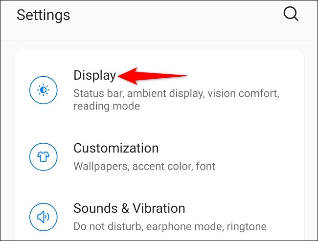 Tap "Display" in Settings.