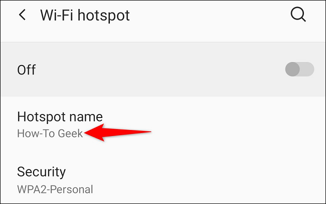 New hotspot name on Android.