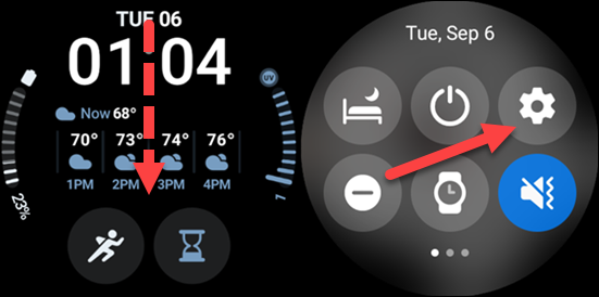 Swipe down and tap the Settings gear.