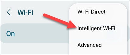 Open the menu and tap "Intelligent Wi-Fi."