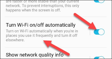 Toggle on "Turn Wi-Fi On/Off Automatically."