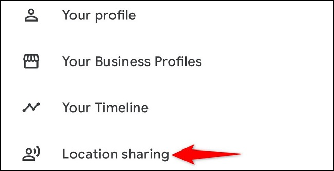 Choose "Location Sharing" in the menu.