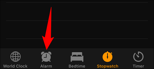 Select "Alarm" in the bottom bar.