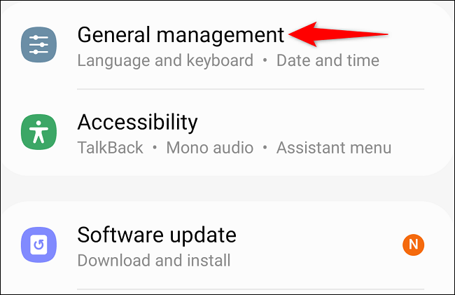 Access "General Management" in Settings.