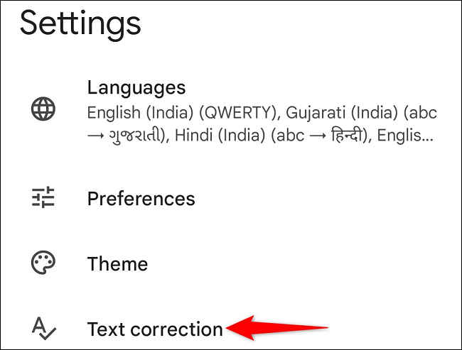 Choose "Text Correction."