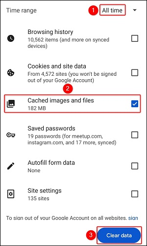 Clear Chrome's cache on Android.