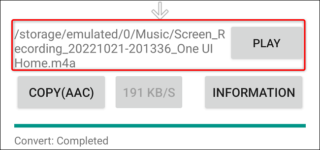 Tap "Play" to play the converted audio file.