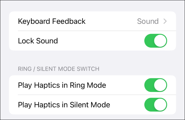 Keyboard feedback settings on iPhone