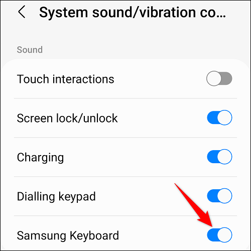 Turn off "Samsung Keyboard" in "Sound."