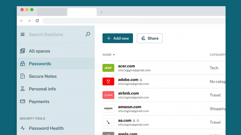 Dashland password manager screen simulation open on Mac computer