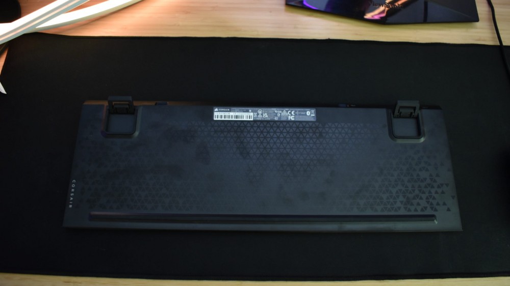 Underside of Corsair K100 Air Wireless keyboard