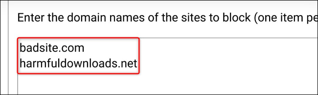 Specify the sites to block and tap "Save Options & Close."