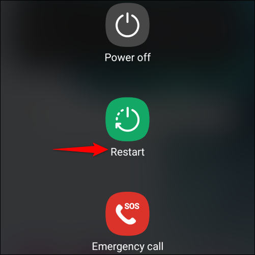 Tap "Restart" in the menu.