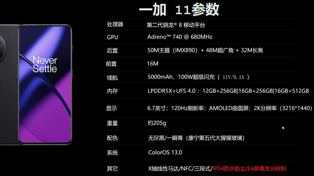 OnePlus 11 leaked spec sheet