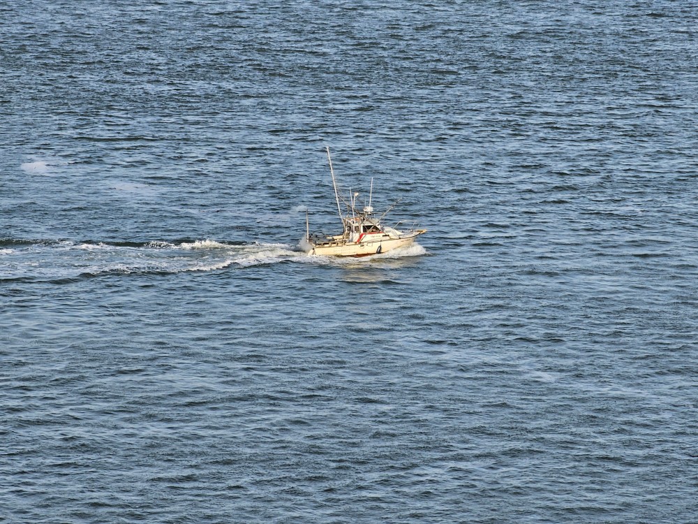 A distant shot of a boat