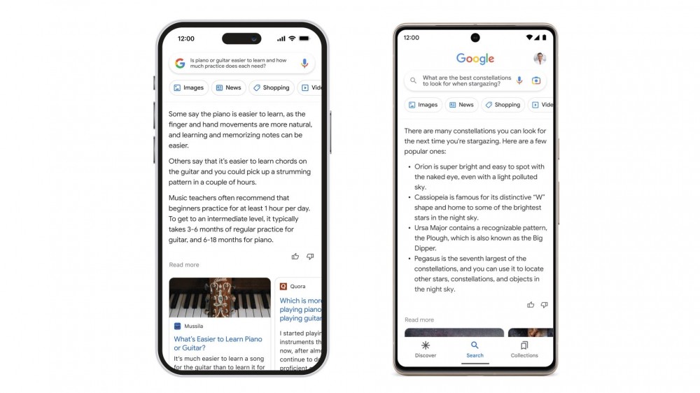 A smartphone running Google and Bard side by side.