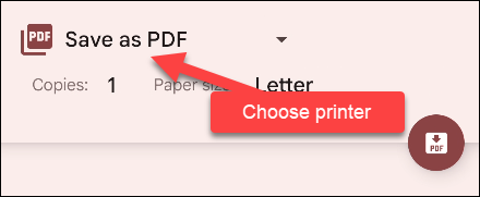 Choose a printer or PDF.