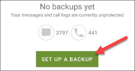 Tap "Set Up a Backup."